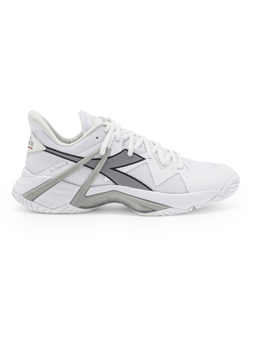 Diadora Men's B.Icon 2 All Ground Tennis Shoe (White/Silver, 7)