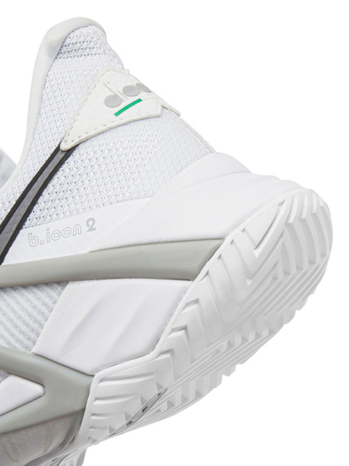 Diadora Men's B.Icon 2 All Ground Tennis Shoe (White/Silver, 7)