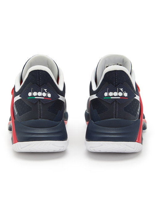 Diadora Men's B.Icon 2 All Ground Tennis Shoe (Blue/White/Fiery Red, 14.5)