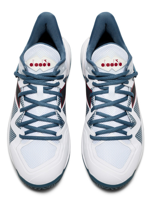 Diadora Men's B.Icon 2 All Ground Tennis Shoe (White/Oceanview/Salsa)