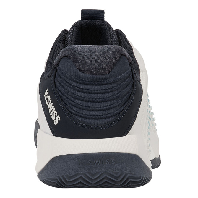 K-Swiss Men's Hypercourt Express 3 Clay Tennis Shoe (Blanc De Blanc/Carbon/Baltic)