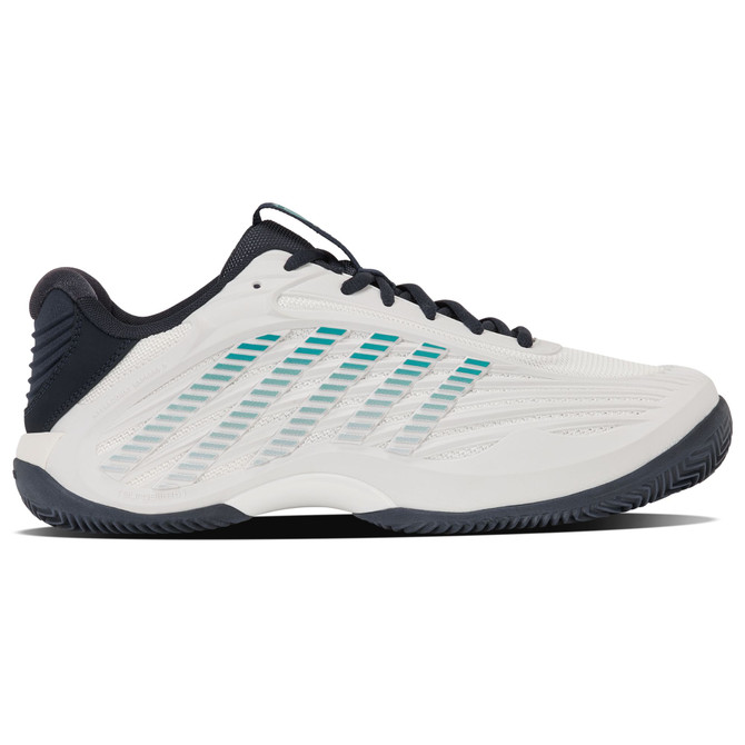 K-Swiss Men's Hypercourt Express 3 Clay Tennis Shoe (Blanc De Blanc/Carbon/Baltic)