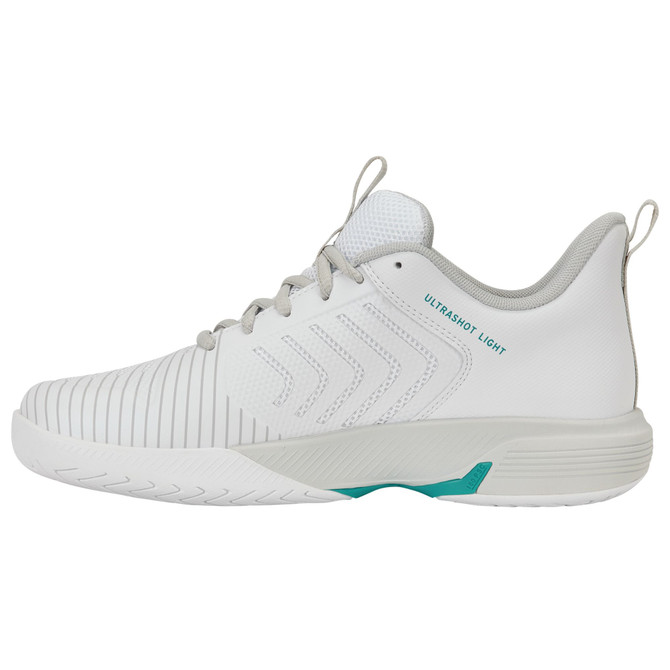 K-Swiss Women's Ultrashot Light Tennis Shoe (White/Dawn Blue/Baltic) 