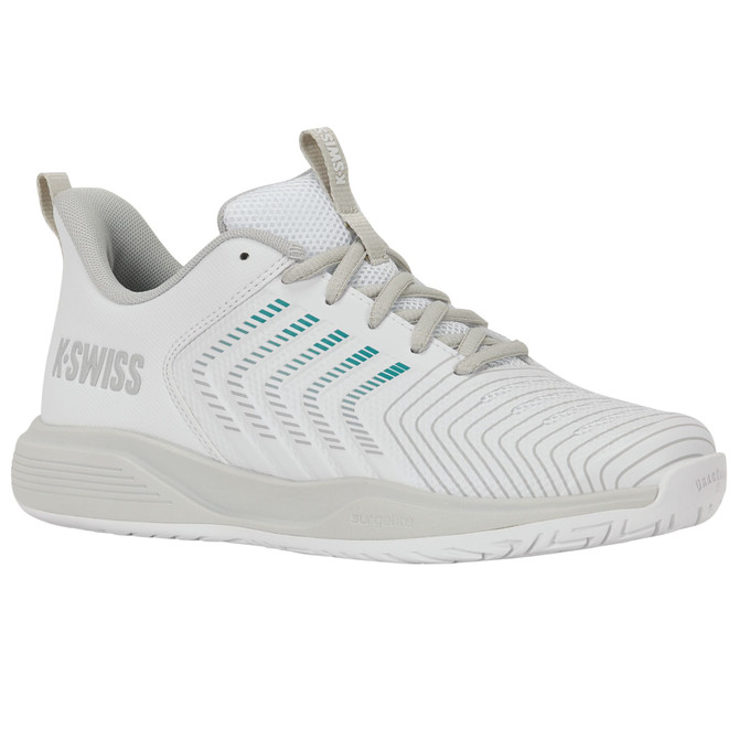 K-Swiss Women's Ultrashot Light Tennis Shoe (White/Dawn Blue/Baltic) 