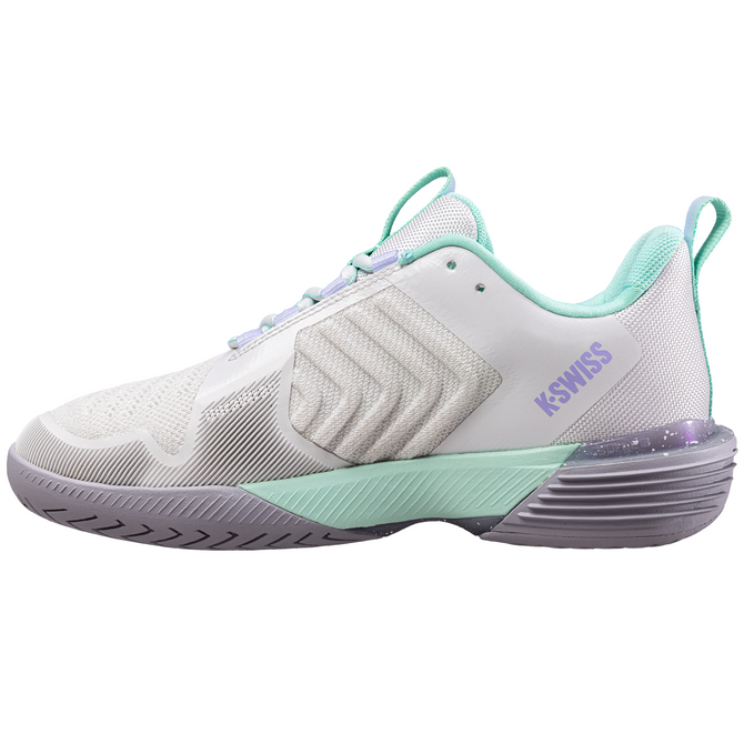 K-Swiss Women's Ultrashot 3 Tennis Shoe (Nimbus Cloud/Lilac Gray/Neon Purple)