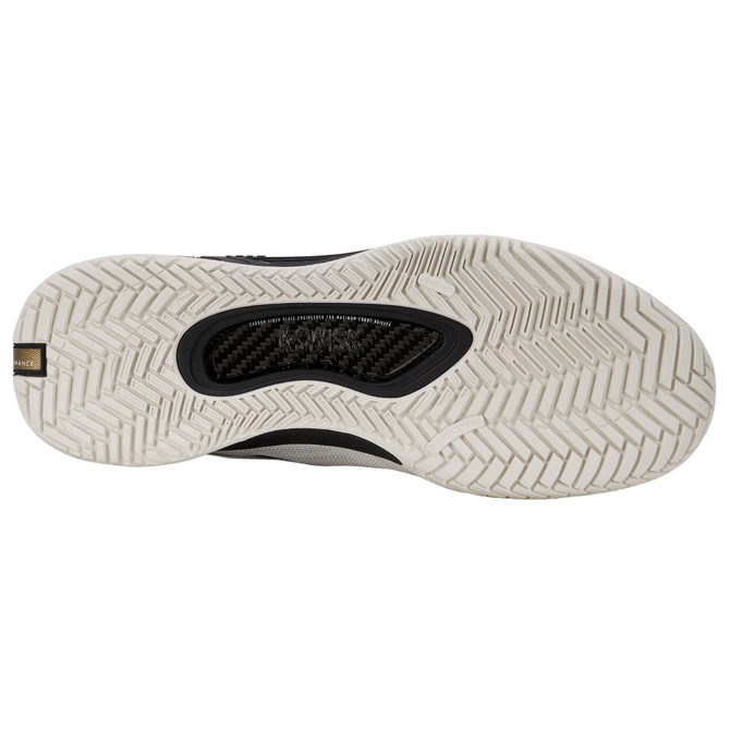 K-Swiss Men's Hypercourt Pinnacle Tennis Shoe (Blanc de Blanc/Moonless Night/Gold) 