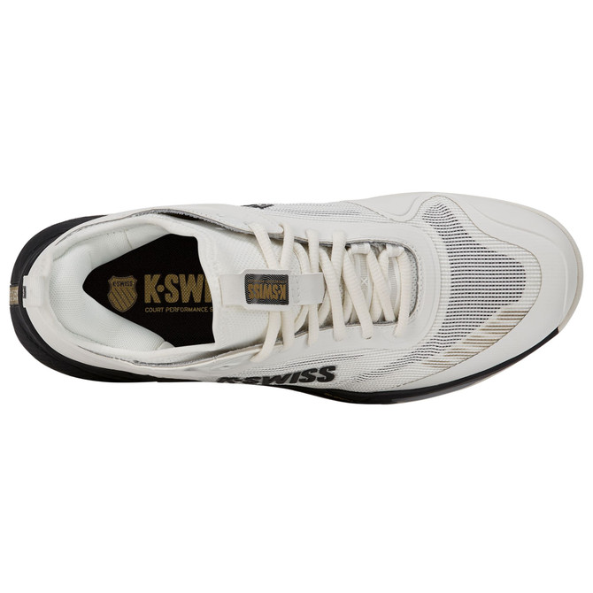K-Swiss Men's Hypercourt Pinnacle Tennis Shoe (Blanc de Blanc/Moonless Night/Gold) 