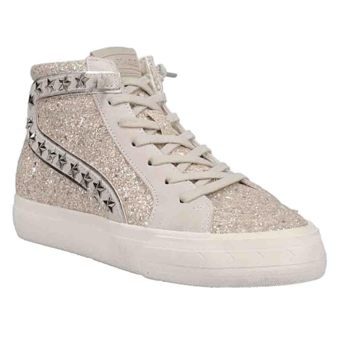 VINTAGE HAVANA Womens Hailey Glitter Studded High Lace Up Sneakers Shoes Casual - (Size 8.5, Silver) (No Original Box)