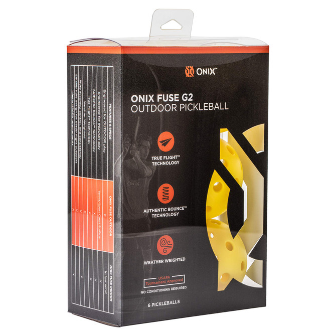 Onix Fuse G2 Outdoor Pickleball Balls (Yellow, 6-Pack)