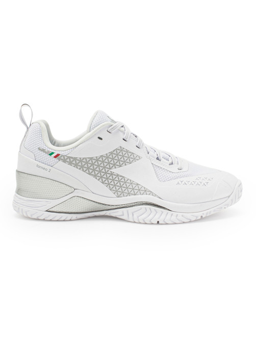 Diadora Women's Blushield Torneo 2 All Ground Tennis Shoe. (White/White/White)
