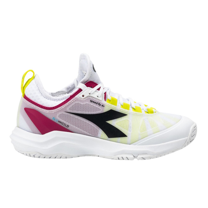 Diadora Women's Speed Blushield Fly 4+ All Ground Tennis Shoe (White/Black/Vivacious)