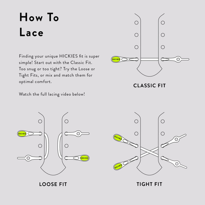 HICKIES 1.0 Original Unisex One Size Fits All Elastic No-Tie Shoelaces