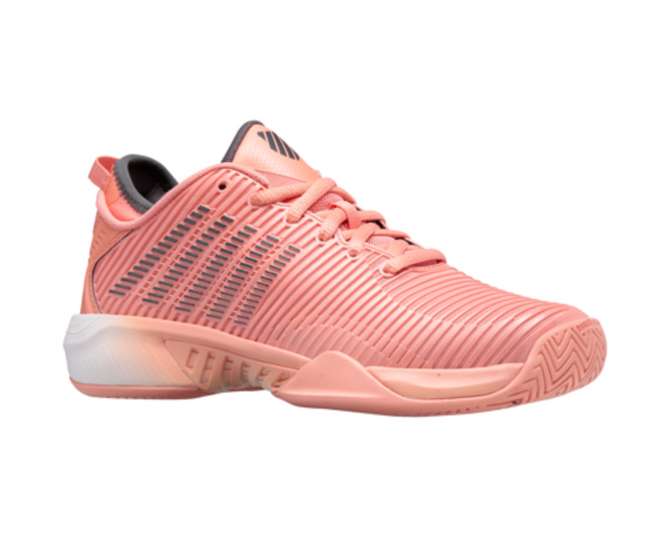 K-Swiss Women's Hypercourt Supreme Tennis Shoe (Peach Amber/White/Asphalt)