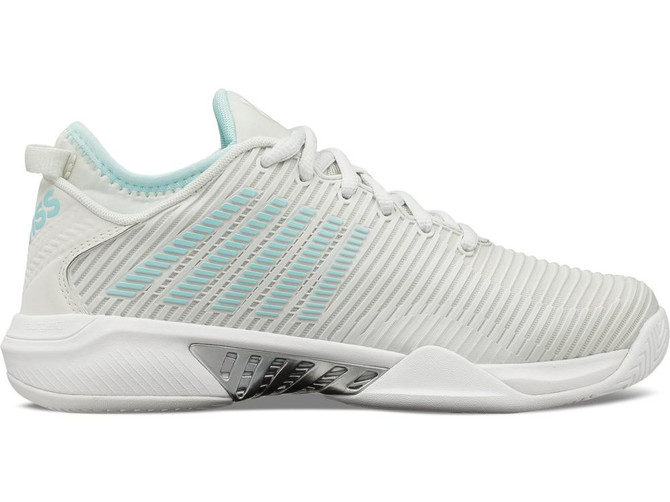 K-Swiss Women's Hypercourt Supreme Tennis Shoe (Barely Blue/White/Blue Glow)