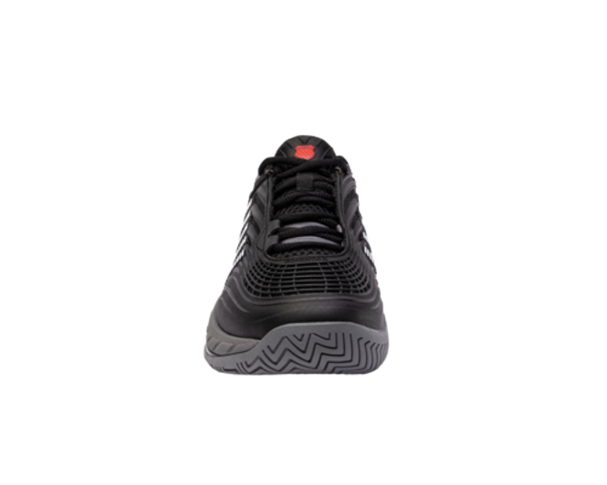 K-Swiss Men's Hypercourt Supreme 2 Tennis Shoe (Black/Steel Gray/Firey Red)