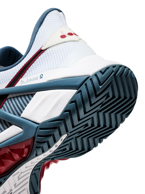 Diadora Men's B.Icon 2 All Ground Tennis Shoe (White/Oceanview/Salsa)