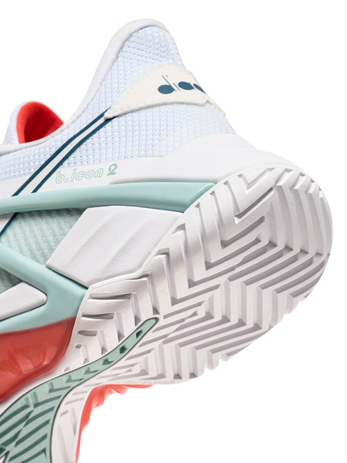 Diadora Women's B.Icon 2 All Ground Tennis Shoe (White/Surf Spray/Legion Blue)