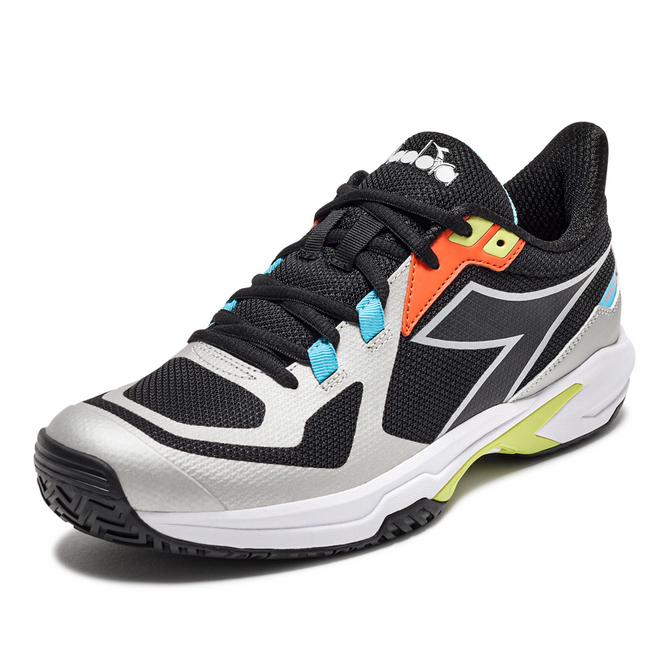 Diadora Men's Trofeo 2 All Ground Pickleball Shoes (Blavk/Silver/Daiquiri Green)