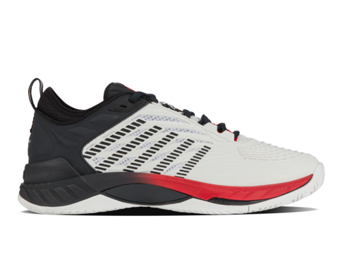 K-Swiss Men's Hypercourt Supreme 2 Tennis Shoe (Bright White/Stretch Limo/High Risk Red)