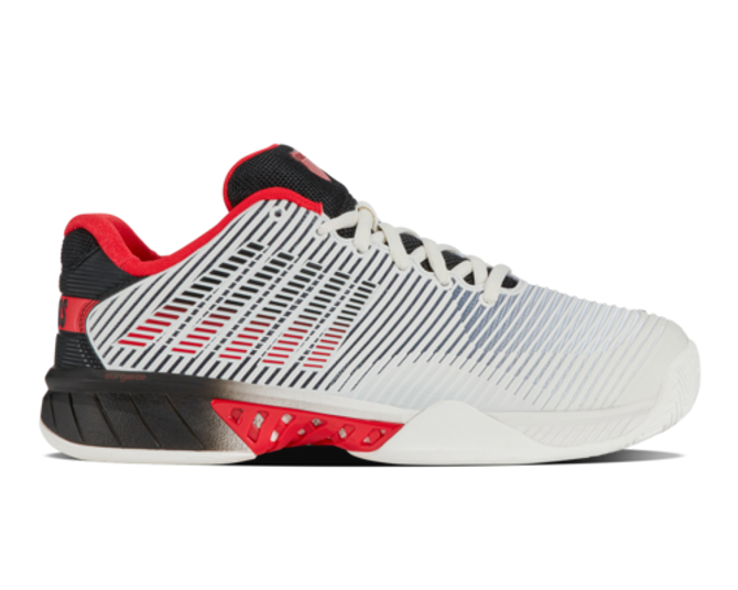 K-Swiss Men's Hypercourt Express 2 Tennis Shoe (Bright White/Stretch Limo/High Risk Red)