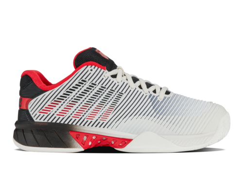 K-Swiss Men's Hypercourt Express 2 Tennis Shoe (Bright White/Stretch Limo/High Risk Red)