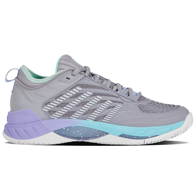 K-Swiss Women's Hypercourt Supreme 2 Tennis Shoe (Lilac Gray/Nimbus Cloud/Neon Purple)