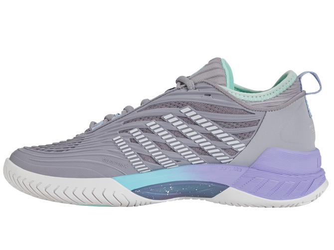 K-Swiss Women's Hypercourt Supreme 2 Tennis Shoe (Lilac Gray/Nimbus Cloud/Neon Purple)