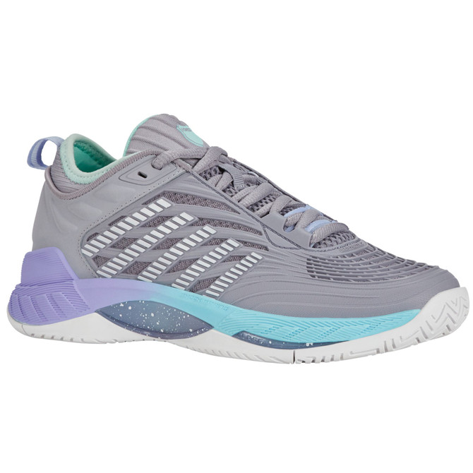 K-Swiss Women's Hypercourt Supreme 2 Tennis Shoe (Lilac Gray/Nimbus Cloud/Neon Purple)