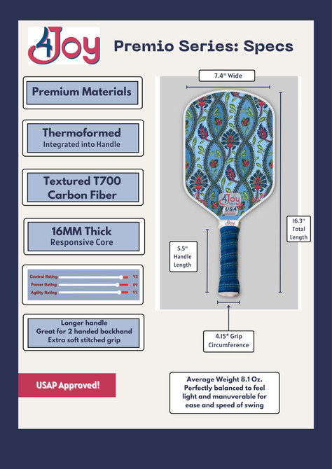 4Joy Premio Lightweight Pickleball Paddle (Fitz)