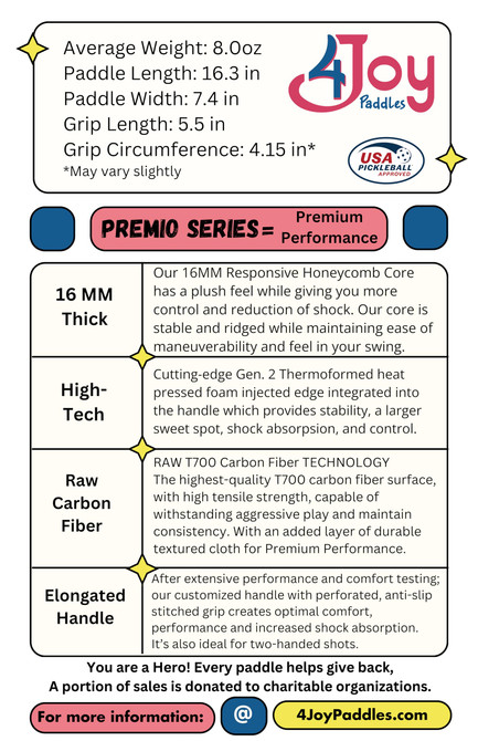 4Joy Premio Lightweight Pickleball Paddle (Fitz)