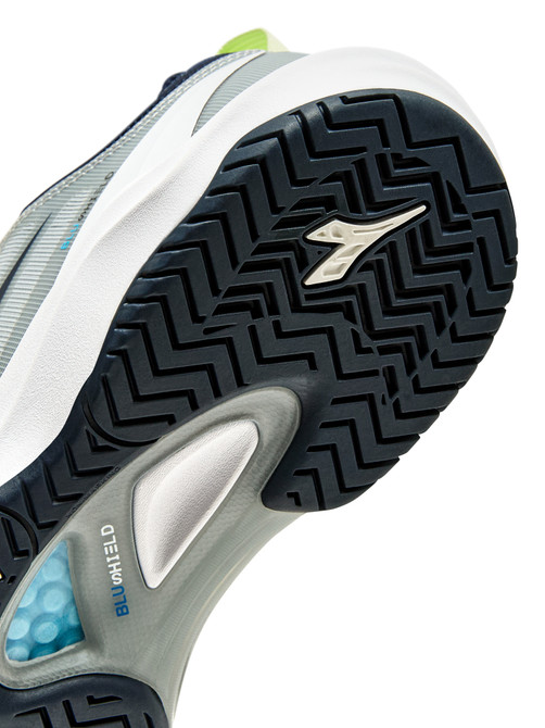 Diadora Men's Speed Blushield Fly 4+ All Ground Tennis Shoe (Gray/Pageant Blue)