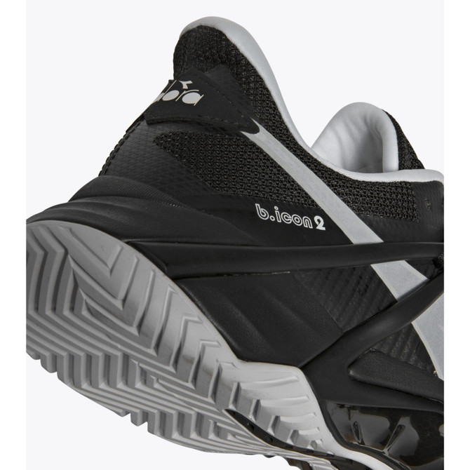 Diadora Men's B.Icon 2 All Ground Tennis Shoe (Black/Silver/White)