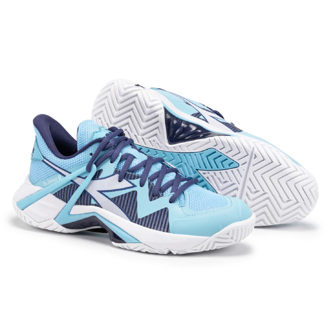 Diadora Women's B.Icon 2 All Ground Tennis Shoe (Bright Baby Blue/White)