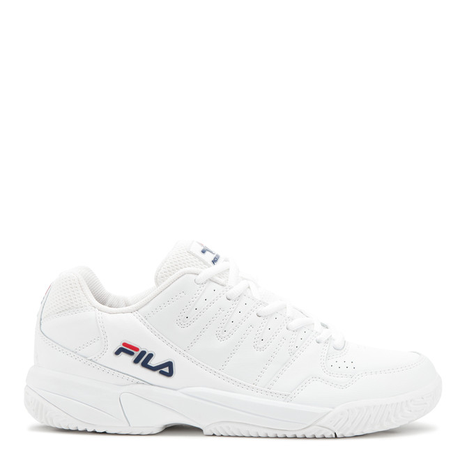 FILA Men's Double Bounce Pickleball Shoe (White/FILA Navy/FILA Red)