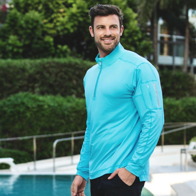 BloqUV Men's UPF 50+ Sun Protection Mock Zip Active Top