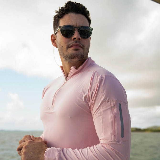 BloqUV Men's UPF 50+ Sun Protection Mock Zip Active Top