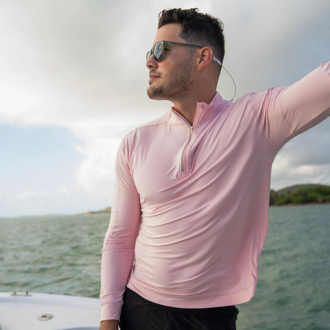 BloqUV Men's UPF 50+ Sun Protection Mock Zip Active Top