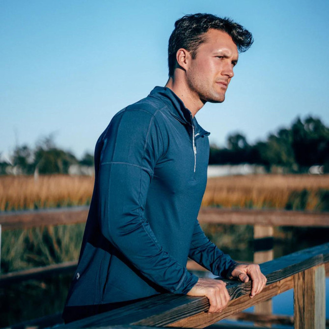 BloqUV Men's UPF 50+ Sun Protection Mock Zip Active Top