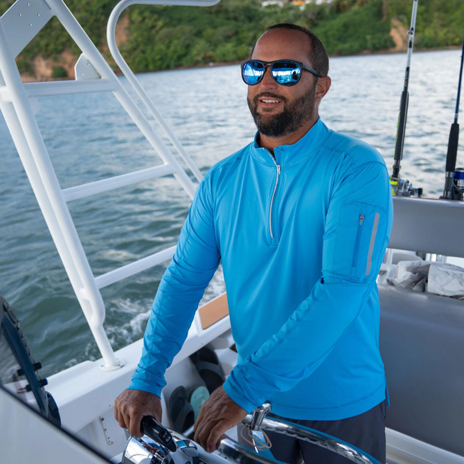 BloqUV Men's UPF 50+ Sun Protection Mock Zip Active Top