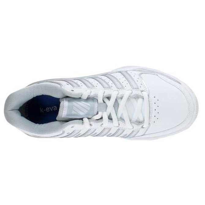K-Swiss Hypercourt Express Leather Women's Tennis Shoe (White/Silver/Glacier Grey)