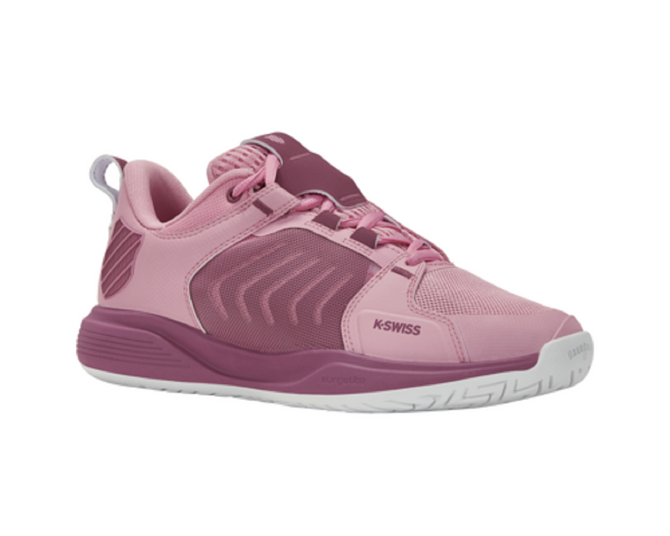 K-Swiss Women's Ultrashot Team Tennis Shoe (Cameo Pink/Grape Nectar/White)