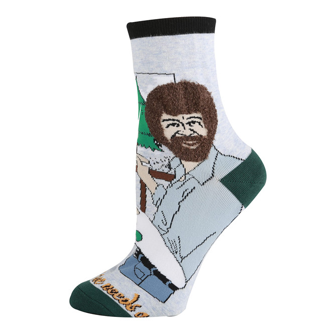 Oooh Yeah! Women's Bob Ross Cotton Crew Socks (Hug A Tree)