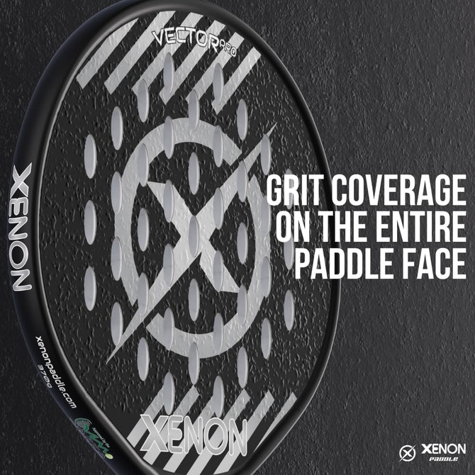 Vector Pro Spin Max Version 2 Platform Tennis Paddle by Xenon Paddle, Oversize Head, Even Balance Point, Medium Firmness Foam Core, Power and Control, 4.25” Grip, Black/Black