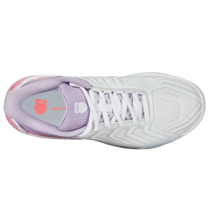 K-Swiss Women's Ultrashot 4 Tennis Shoe (White/Orchid Petal/Neon Blaze) 