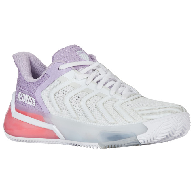 K-Swiss Women's Ultrashot 4 Clay Tennis Shoe (White/Orchid Petal/Neon Blaze)
