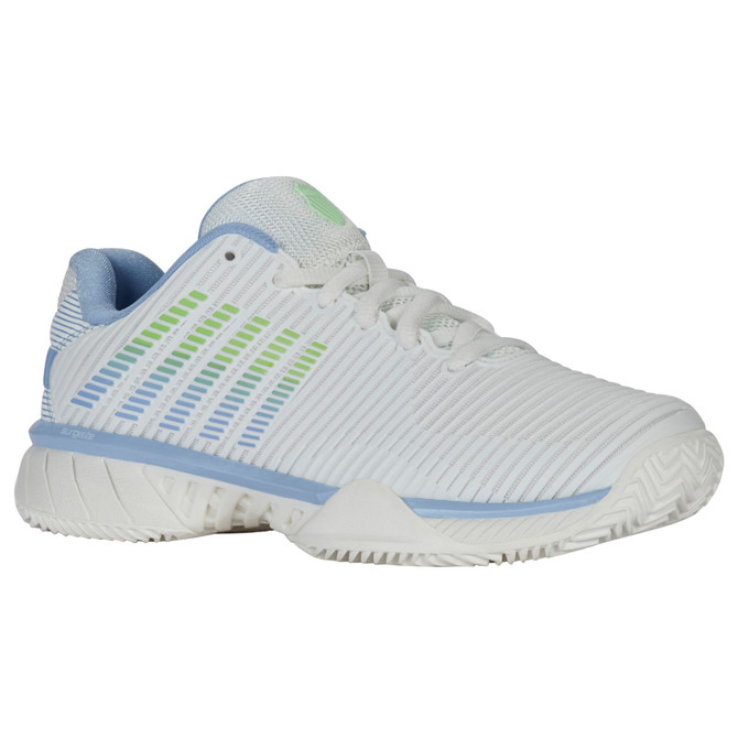 K-Swiss Women's Hypercourt Express 2 HB Clay Tennis Shoe (Lucent White/Dutch Canal/Paradise Green) 