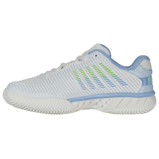 K-Swiss Women's Hypercourt Express 2 HB Clay Tennis Shoe (Lucent White/Dutch Canal/Paradise Green) 