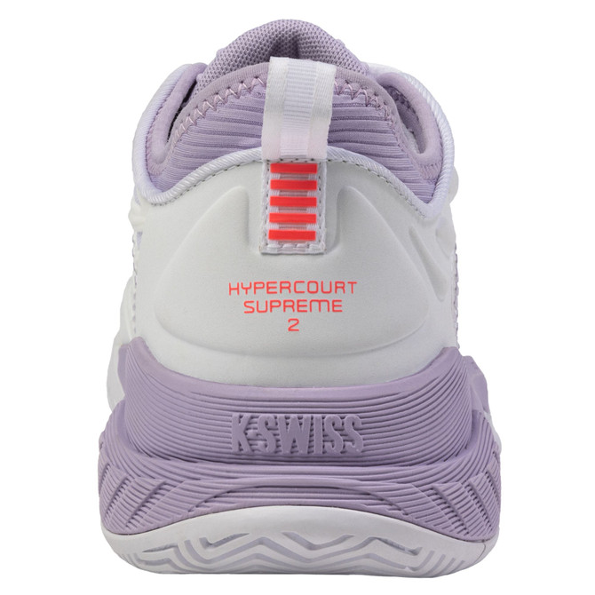 K-Swiss Women's Hypercourt Supreme 2 Tennis Shoe (White/Orchid Petal/Neon Blaze)