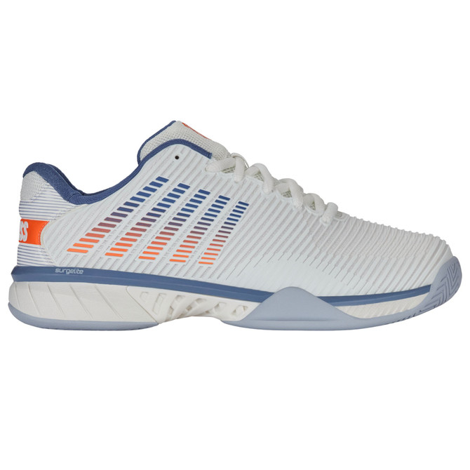 K-Swiss Men's Hypercourt Express 2 2E Tennis Shoe (Lucent White/Infinity/Scarlet Ibis)