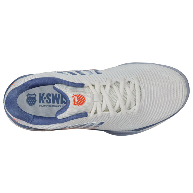K-Swiss Men's Hypercourt Express 2 2E Tennis Shoe (Lucent White/Infinity/Scarlet Ibis)